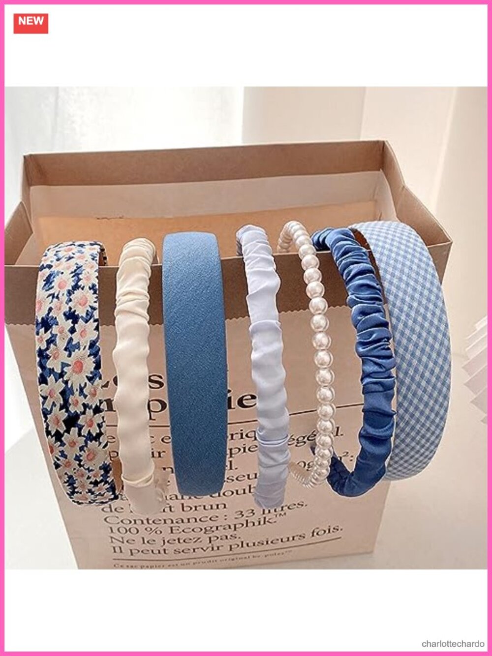 7pc Flower Pearl Headband Set Non Slip Wide Hair Bands Women Accessories